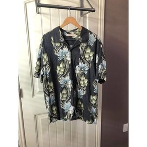 NEW Tommy Bahama Hawaiian Shirt Relax Beach Pool Party Button Down Blue Grey XL